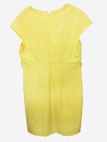  Robe jaune avec Bouton Fleuri