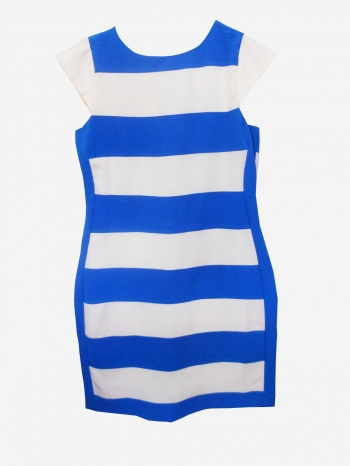  Robe bleu à bande Blanche