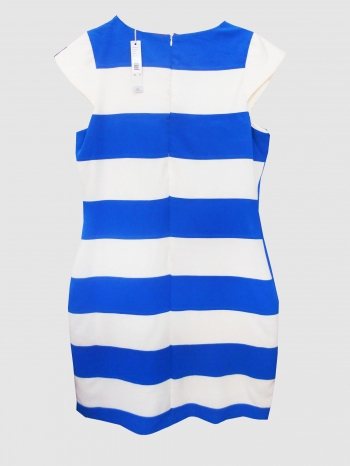  Robe bleu à bande Blanche