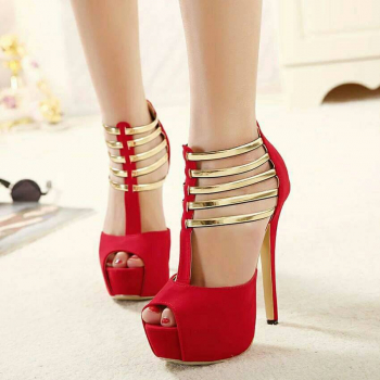  T-bar heels Red and Gold