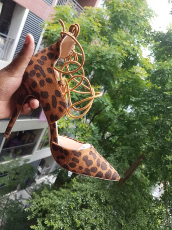  T-bar heels leopard