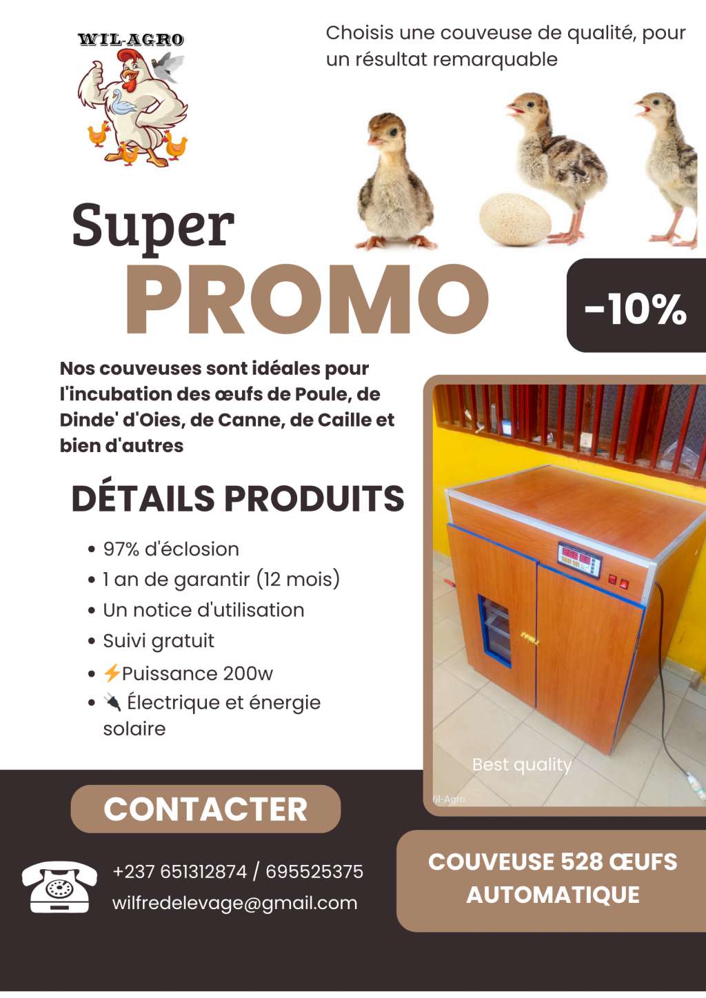  INCUBATEUR 528 ŒUFS AUTOMATIQUE