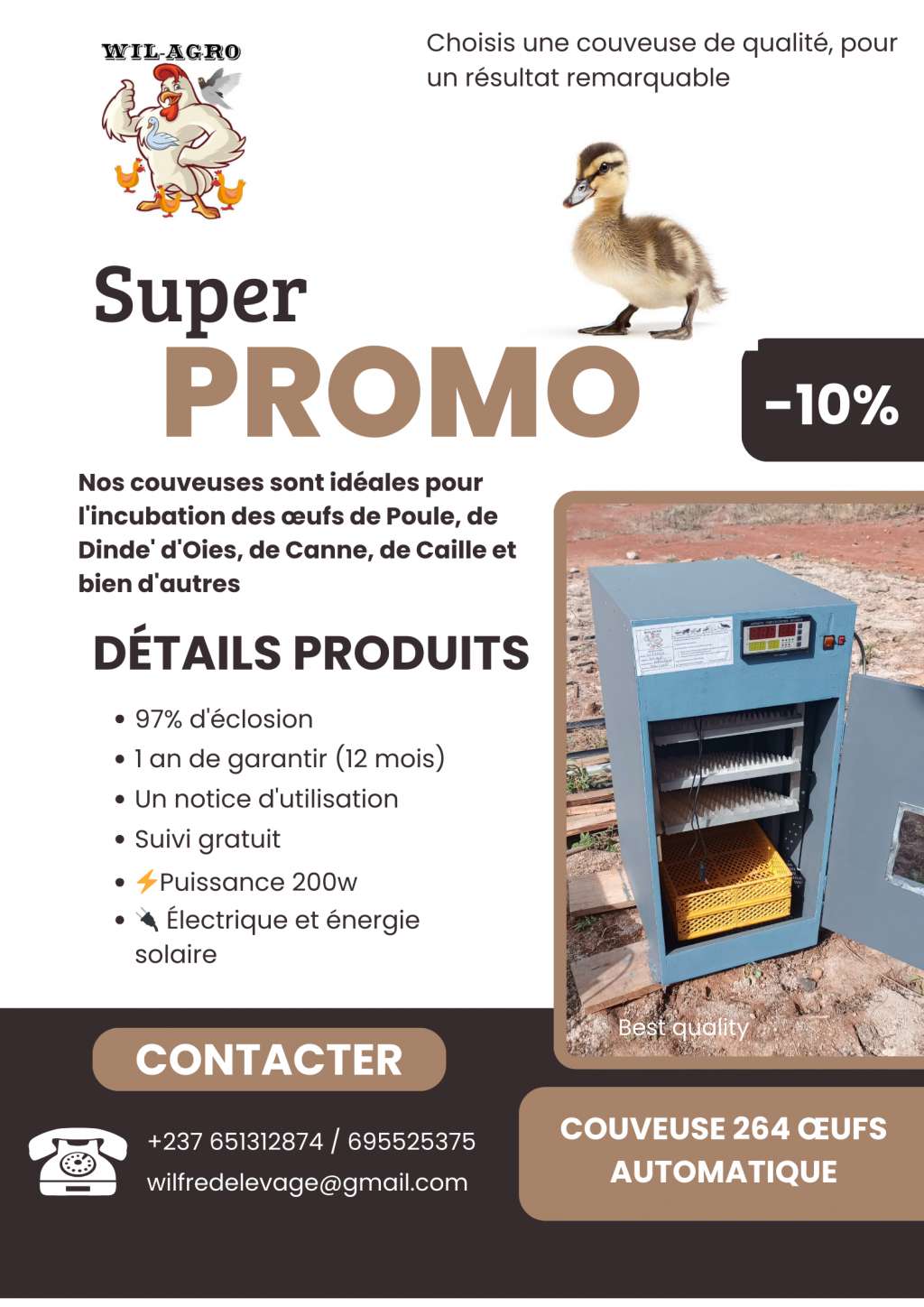  INCUBATEUR 264 ŒUFS AUTOMATIQUE
