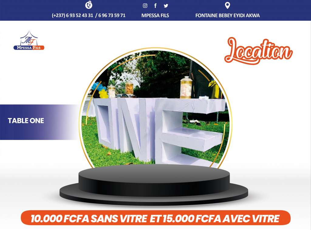  Location de table one