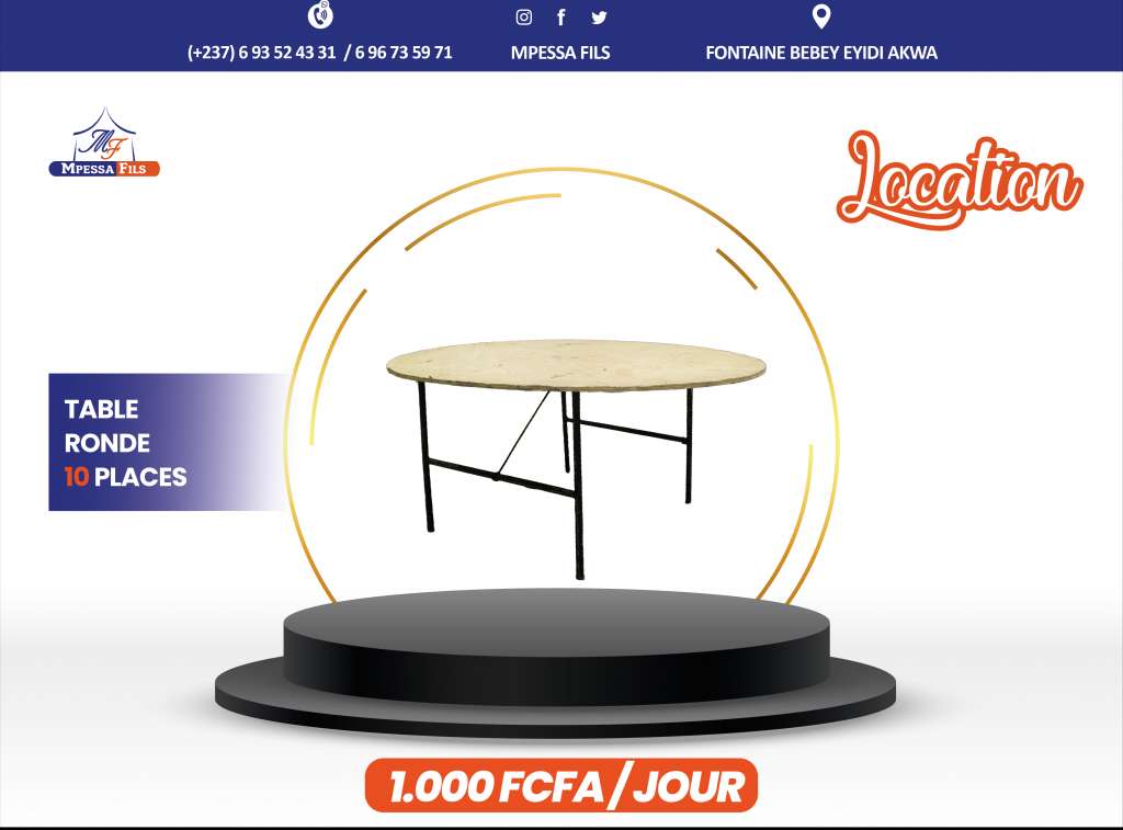  Location de table ronde et rectangulaire 