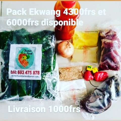  Packs prêts a cussiner de tous répas tel Eru, Ekwang, Okok,Sanga, Ndolé,poulet fumé, porc fumé, escargots bien nettoyées